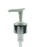 LPWY Lotion Pump Saddle-SLV 28/410 White with Shiny-Silver Sleeve 240dt fbog