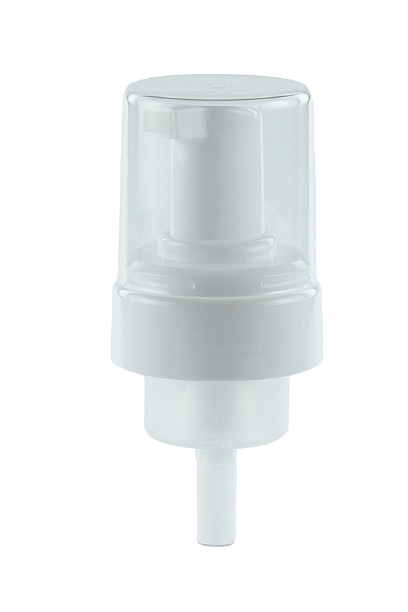 FPT Foamer Pump 43/410 White 159dt fbog Smooth-Wall with SILICONE wad/gasket 2.00mm OUTSIDE Spring + Overcap Clear