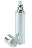 APJY Airless Lotion Pump SSOC (for Bot 80, 100mL Kapp) Shiny-Silver with White Button + Overcap SHINY-Silver
