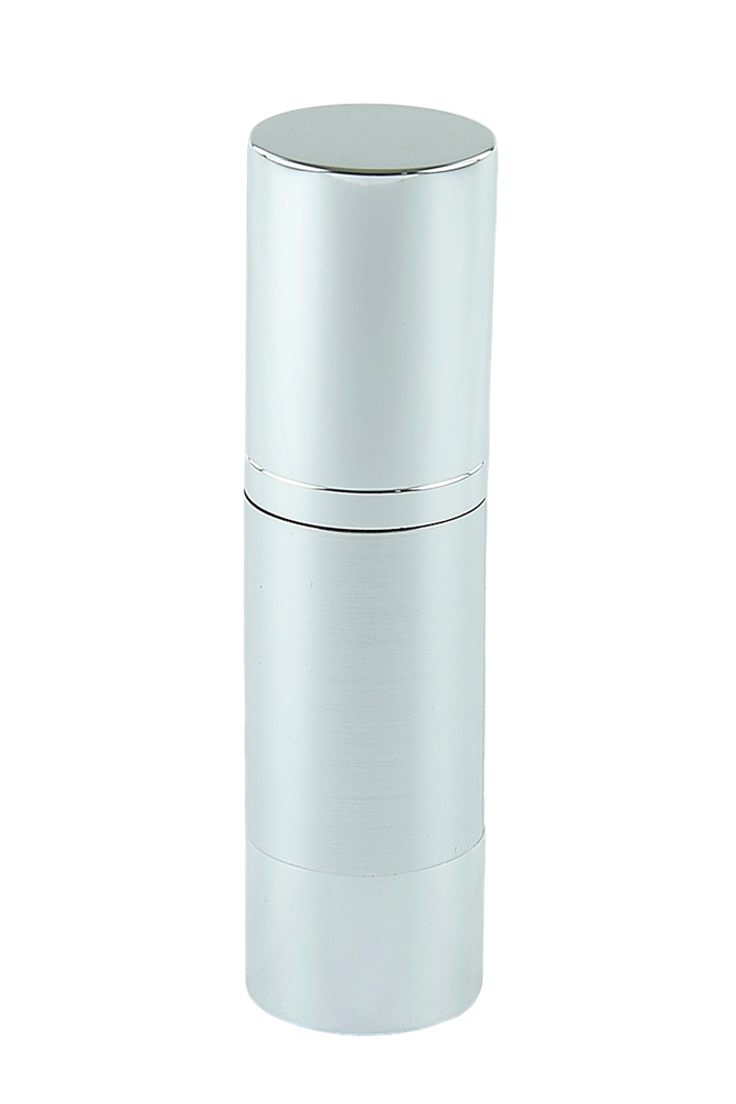 Airless Bottle 30ml Ava Kapp Brush-silver Body With Shiny-silver Base 