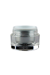 Jar 5mL Taj Round Base Shiny-Silver PP / Clear ACRYLIC (assembled inner jar + outer jar)