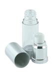 APJY Airless Lotion Pump MSOC (for Bot 15mL Kapp) Shiny-Silver with White Button + Overcap MATTE-Silver