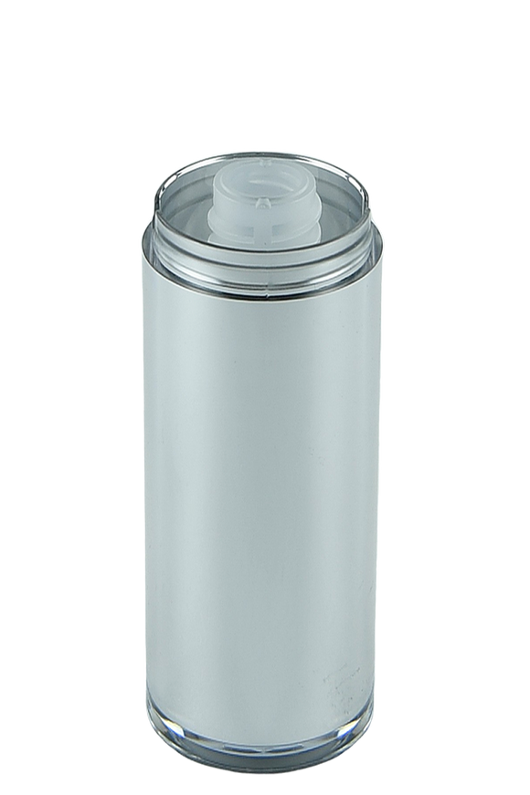 Airless Bottle 30mL Ava Twist Silver Outer + Natural Inner