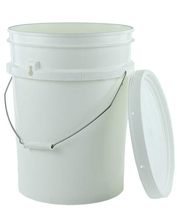 Pail 20Ltr Base ONLY White PP TAMPER-EVIDENT with Steel Handle
