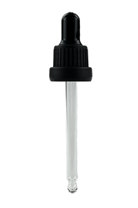 Dropper 18/410 Black TAMPER-EVIDENT Ribbed Matte-Wall 88.5mm Glass Pipette with Black silicone teat