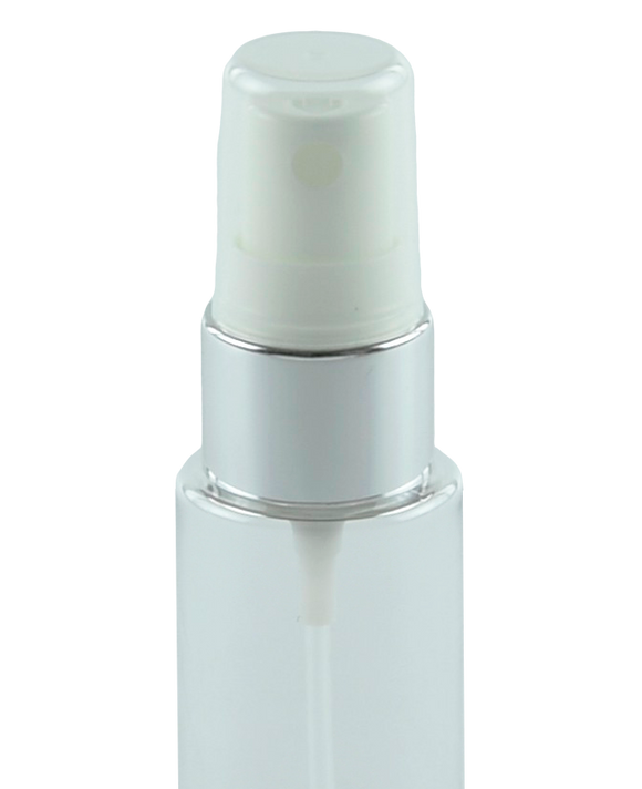 FMZ Fine Mist Spray 20/410 White with Shiny-Silver sleeve 240dt fbog + Overcap Clear Domed