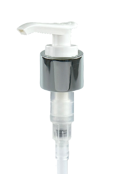 LPWY Lotion Pump Saddle-SLV 24/410 White with Shiny-Silver Sleeve 240dt fbog