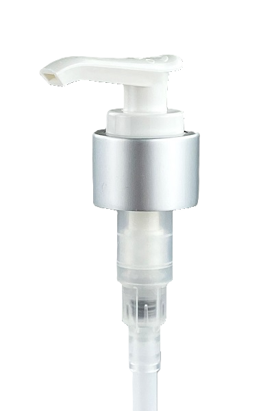 LPWY Lotion Pump Saddle-SLV 24/410 White with Matte-Silver Sleeve 144dt fbog