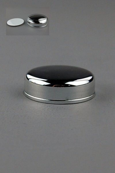 Lid+Seal (for Jar 15mL Taj) Wadded Shiny-Silver Inner / Clear Outer / Seal White