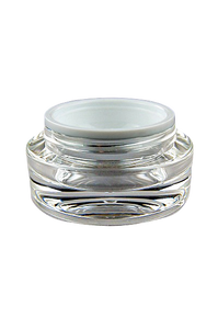 Jar 15mL Taj Round Base Shiny-Silver Inner / Clear Outer ACRYLIC