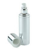 APJY Airless Lotion Pump SSOC (for Bot 80, 100mL Kapp) Shiny-Silver with White Button + Overcap SHINY-Silver