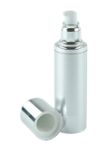 Airless Bottle 80mL Ava Kapp Brush-Silver Body with Shiny-Silver Base
