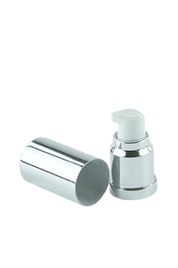 APJY Airless Lotion Pump SSOC (for Bot 15mL Kapp) Shiny-Silver with White Button + Overcap SHINY-Silver