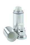 APJY Airless Lotion Pump SSOC (for Bot 30, 50mL Kapp) Shiny-Silver with White Button + Overcap SHINY-Silver