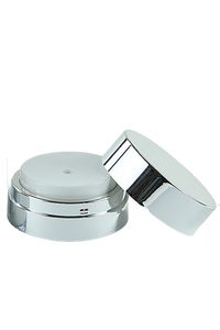 APJY Airless Lotion Pump SSOC (for Jar 15, 30mL) Shiny-Silver with White Button + Overcap SHINY-Silver
