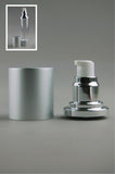 APJY Airless Lotion Pump MSOC (for Bot 80, 100 & 120mL Kapp) Shiny-Silver with White Button + Overcap MATTE-Silver