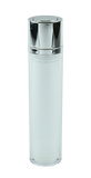 APZ Airless Lotion Pump (for Bot 15, 30 & 50mL Twist) Shiny-Silver with FLAT Top Silver Button