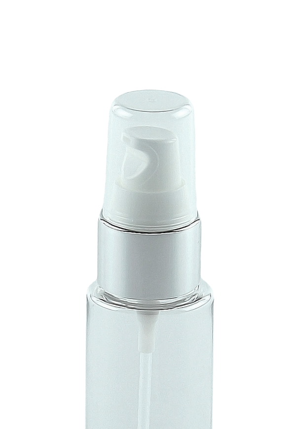 TPZ Treatment Pump 0.13mL 20/410 White with Shiny-Silver sleeve 240dt fbog + Overcap Clear Domed