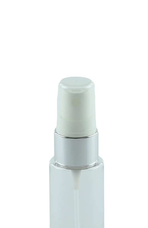 FMZ Fine Mist Spray 20/410 White with Shiny-Silver sleeve 240dt fbog + Overcap Clear Domed