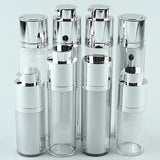 APZ Airless Lotion Pump (for Bot 15, 30 & 50mL Twist) Shiny-Silver with FLAT Top Silver Button